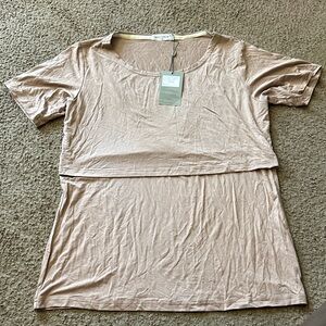 NWT Light Brown Short Sleeve Nursing Tee
